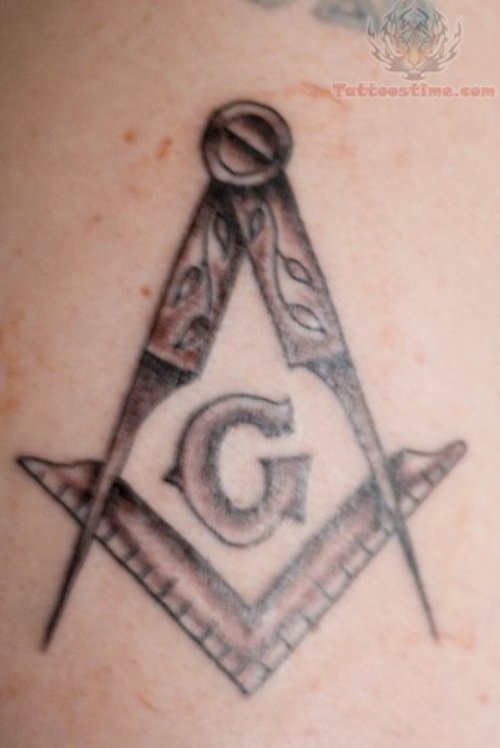 Grey Ink Math Compass And Triangle Scale Tattoo