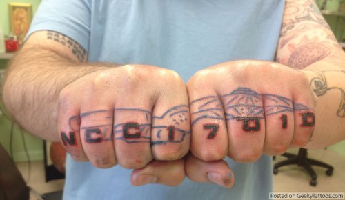 NCC 1701 D Mathematical Tattoo On Knuckles