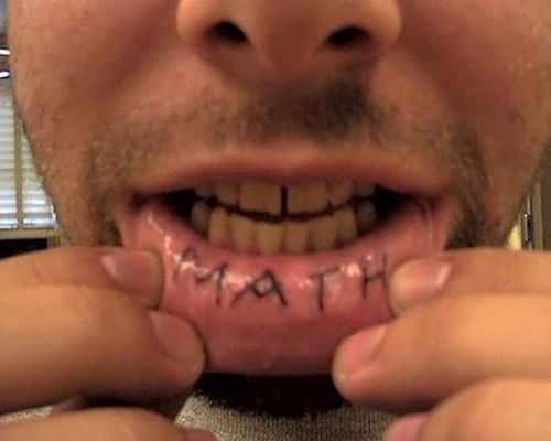 Math Tattoo On Man Lower Lip
