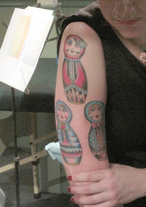 Matryoshka Dolls Tattoos On Half Sleeve