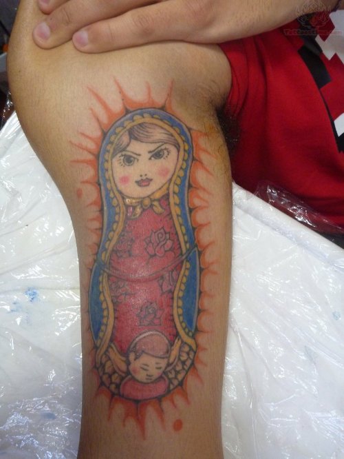 Matryoshka De Guadalupe Tattoo On Bicep
