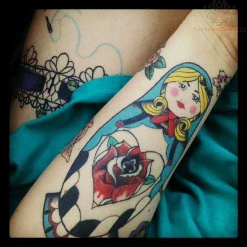 Matryoshka Tattoo On Arm For Girls