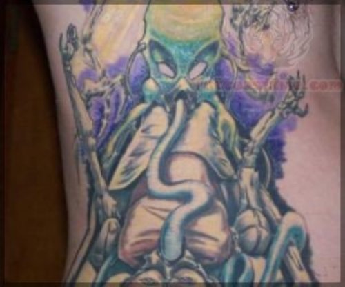 Mechanical Alien Tattoo On Side