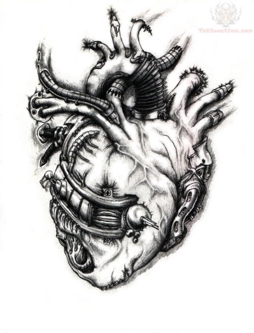 Heart Mechanical Tattoo Design