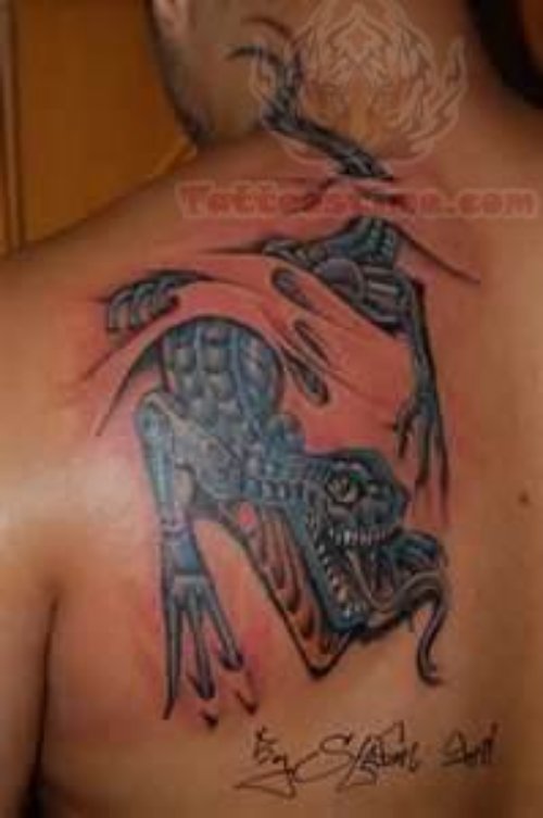 Mechanical Back Shoulder Tattoo