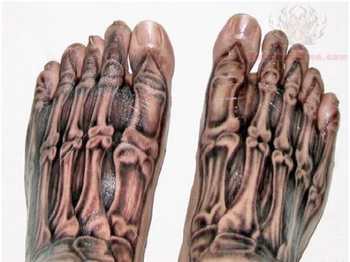 Bio Mechanical Skeleton Tattoo On Feet