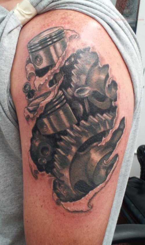 Mechanical Shoulder Tattoos