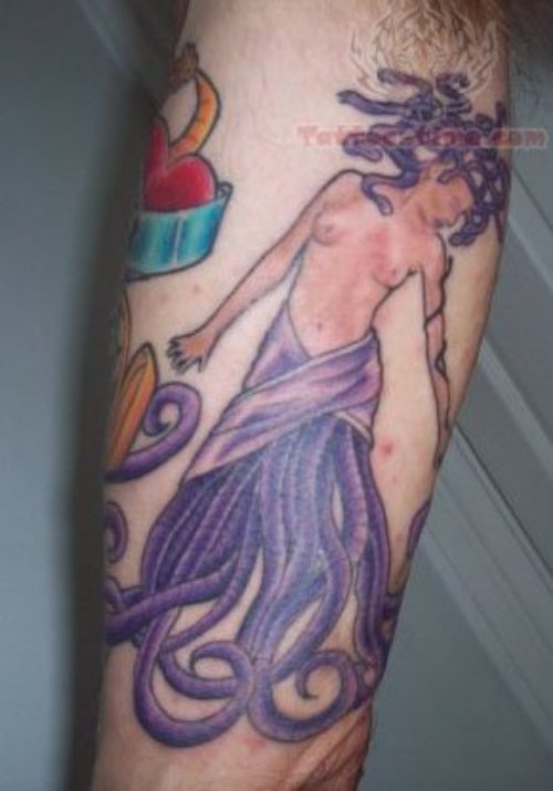Purple ink Medusa Tattoo