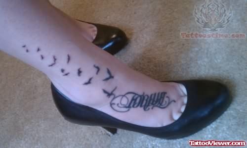 Forever Memorial Tattoo With Birds