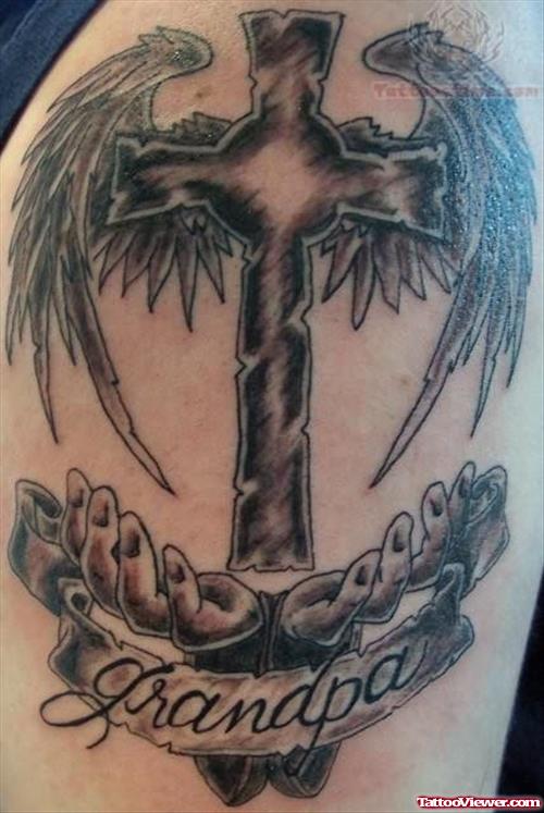 Winged Cross - Memorial Tattoo