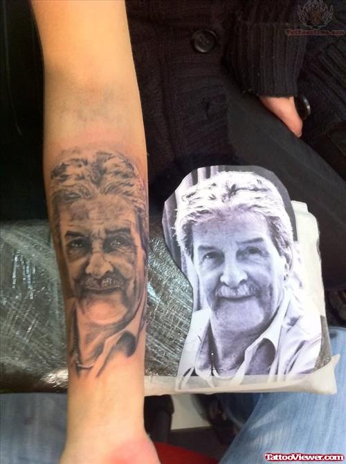 Memorial Portrait Tattoo On Arm