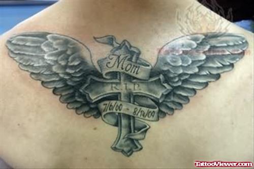 Cross Wings Memorial Tattoo