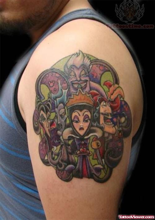 Disney Villains Tattoo On Shoulder