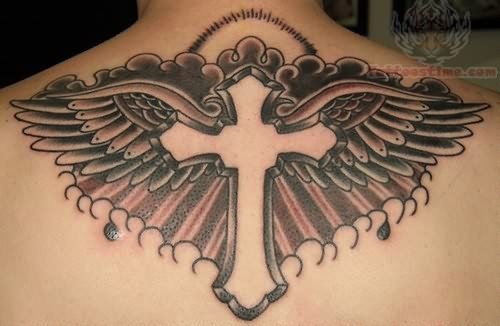 Croos Wings Memorial Tattoo