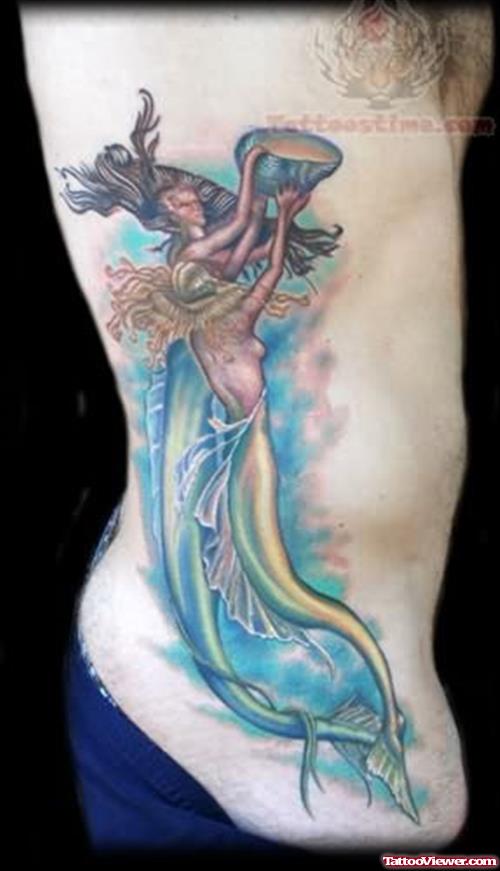Mermaid Side Rib Tattoo