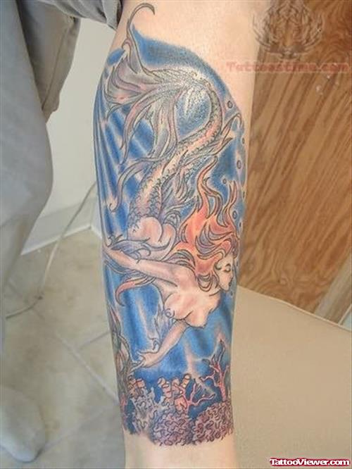 Mermaid Swiming Tattoo