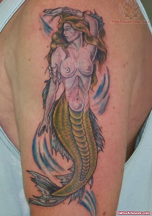 Mermaid Shoulder Tattoo