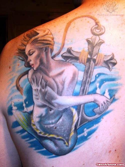 Mermaid Cross Anchor Tattoo