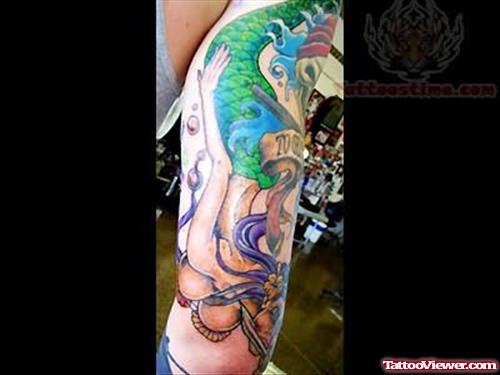 Upper Arm Mermaid Tattoo