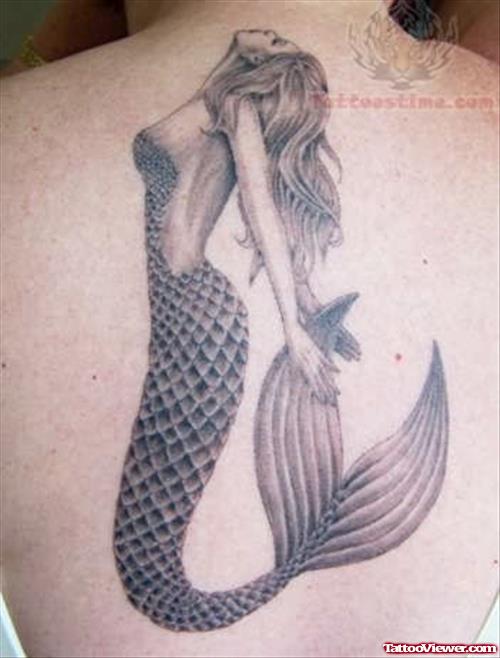 Mermaid Tattoo On Upper Back