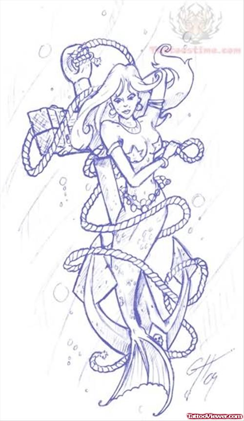 Mermaid Tattoo Sketch