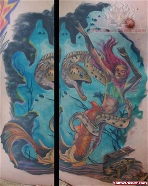 Mermaid in Sea Tattoo