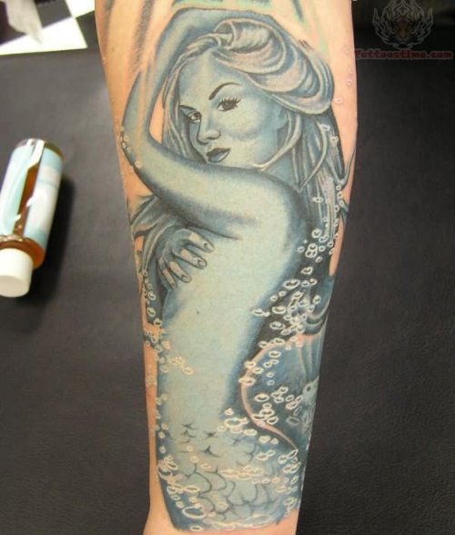 Mermaid Grey Ink Tattoo