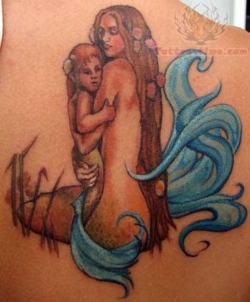 Mermaid With Kid Tattoo