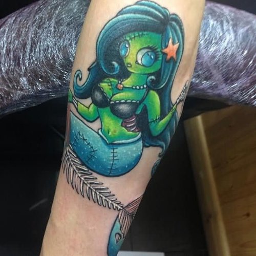 Attractive Mermaid Tattoo On Arm Sleeve