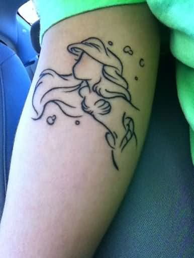 Outline Mermaid Tattoo On Arm Sleeve