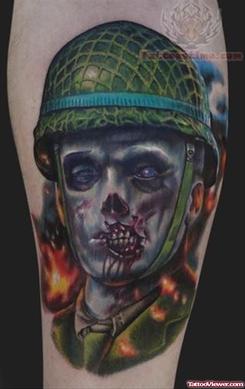 Military Zombie Small Tattoo