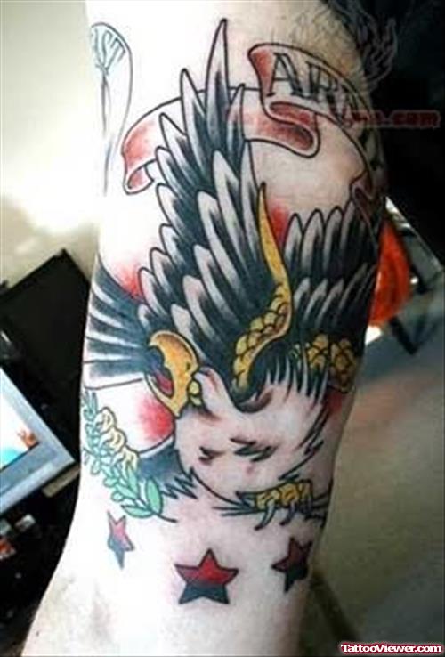 Military Winged Tattoo On Bicep