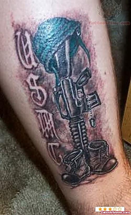 USMC Military Tattoo On Leg