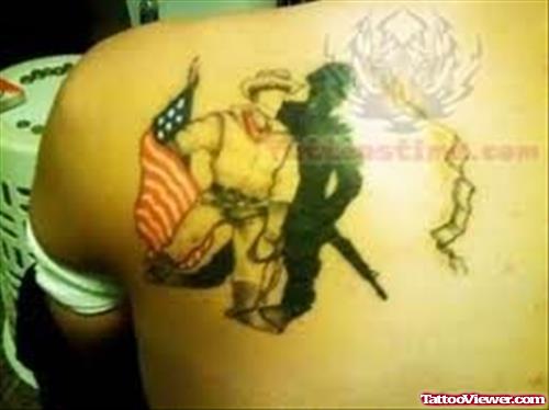 Upper Back Military Tattoo