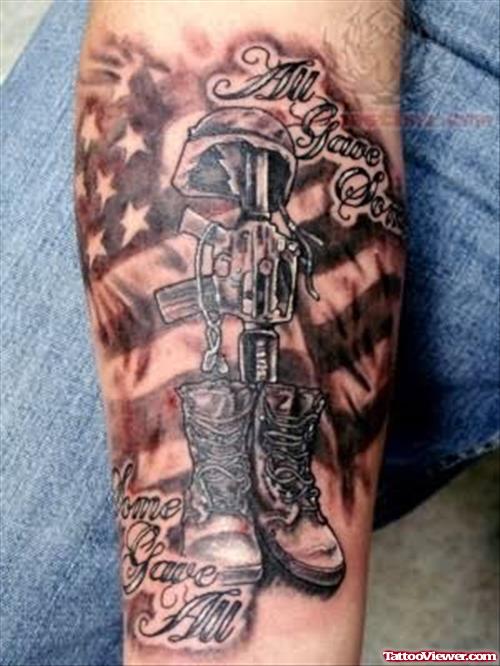 Military Memorial Tattoo On Arm