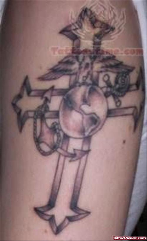 Military Cross Tattoo On Bicep