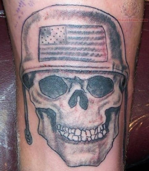 Military Helmet Skull Tattoo