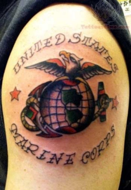 United States Military Tattoo On Shoulder