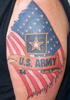 US Army Tattoo On Half Sleeve