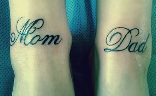 Mom And Dad Tattoos On Legs