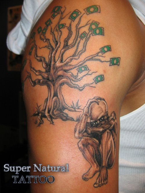 Money Tree Tattoo On Shoulder