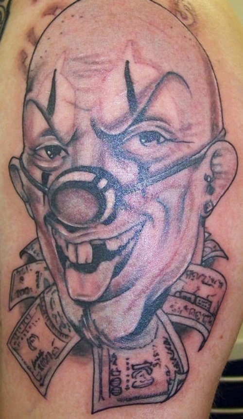 Clown Head Money Money Tattoo
