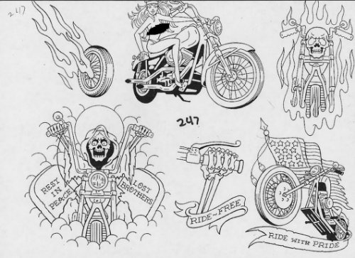 Grey Ink Harley Money Tattoos Designs