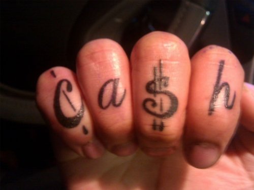 Cash Money Tattoo On Fingers