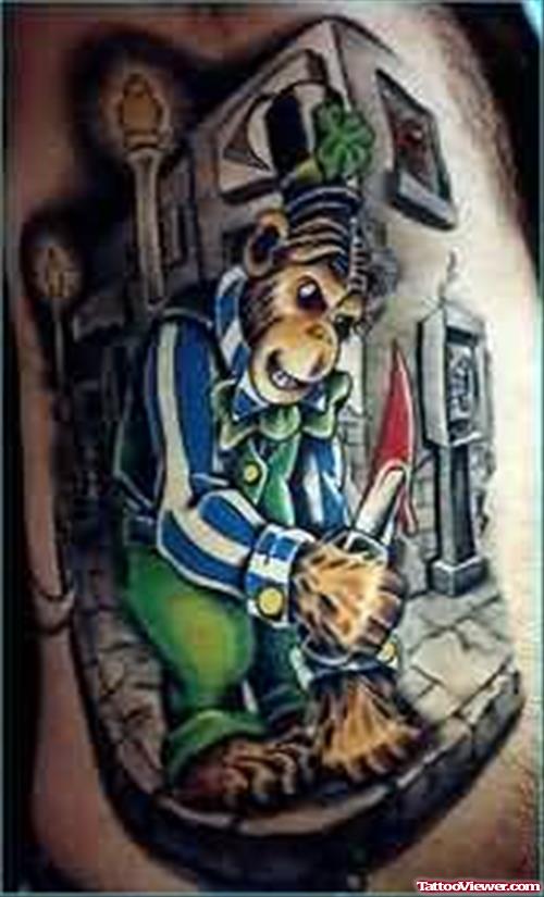Mokey Sitting In House Tattoo