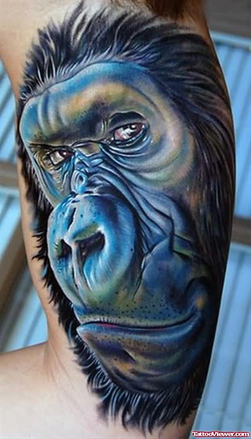 Gorilla Large Tattoo On Muscle