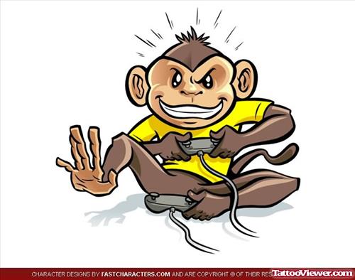 Monkey Cartoon Tattoo Sample