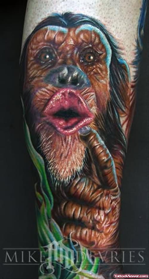 Amazing Shade For Monkey Tattoo
