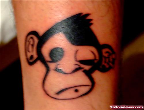 Gambler Monkey Face Tattoo