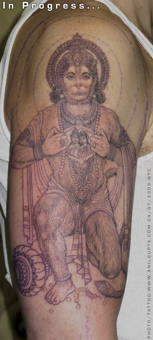 Hanuman Monkey Tattoo On Bicep